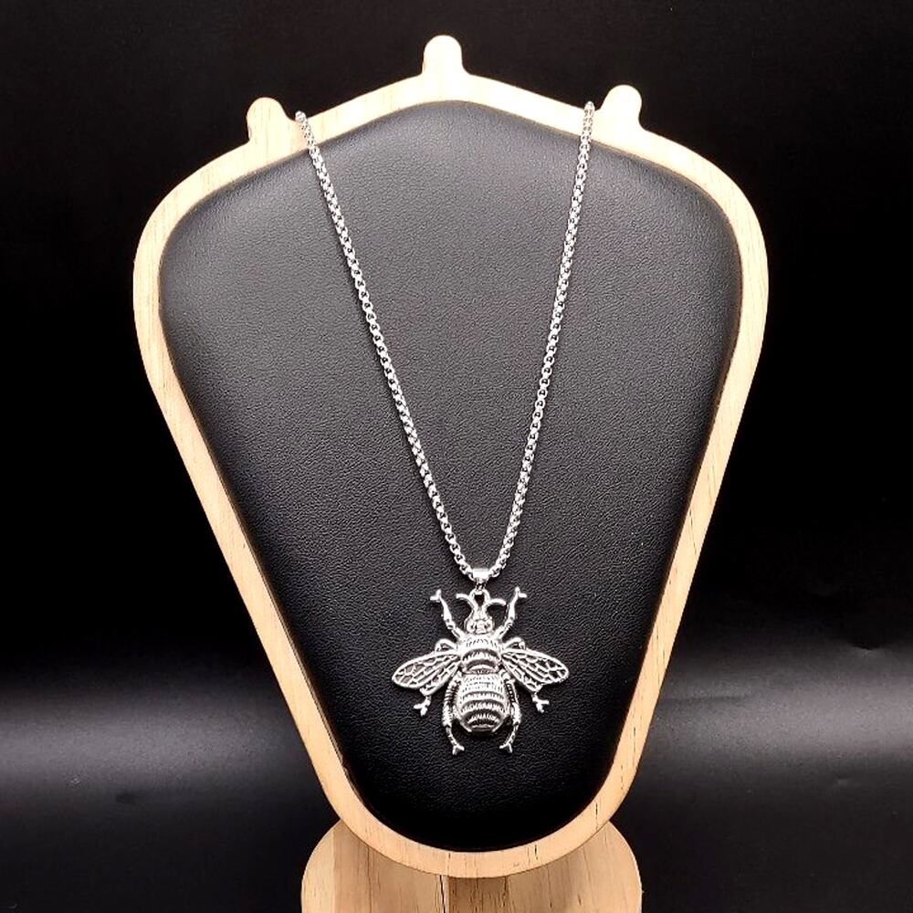 Silver Plated Large Bumblebee Necklace Boho Women's Anniversary Birthday Gift